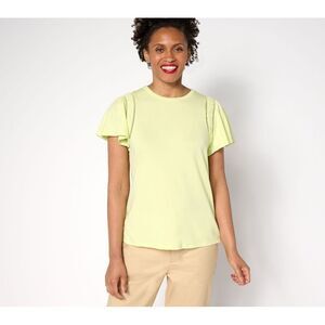 Fashion Women's Top Plus Sz 1X Studio Park x Terri Conn Flutter Yellow A691540